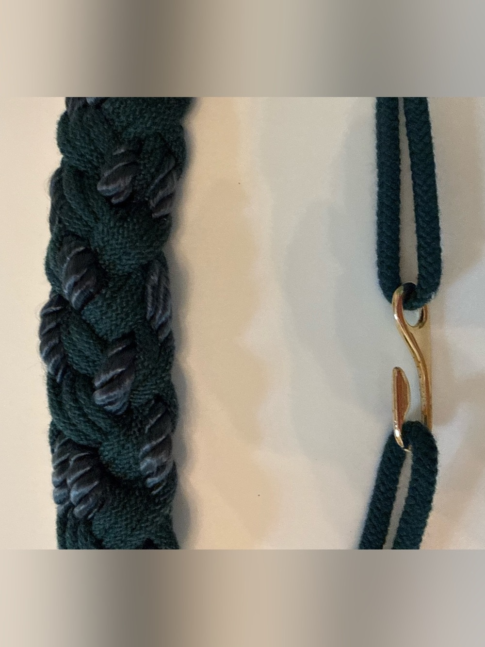 80s black rope belt, twisted Sz S/M